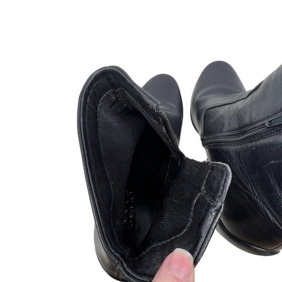 Ecco Hanna Black Leather Heeled Ankle Bootie Boots Zip Side Classic Button Sz 8 - Picture 6 of 8